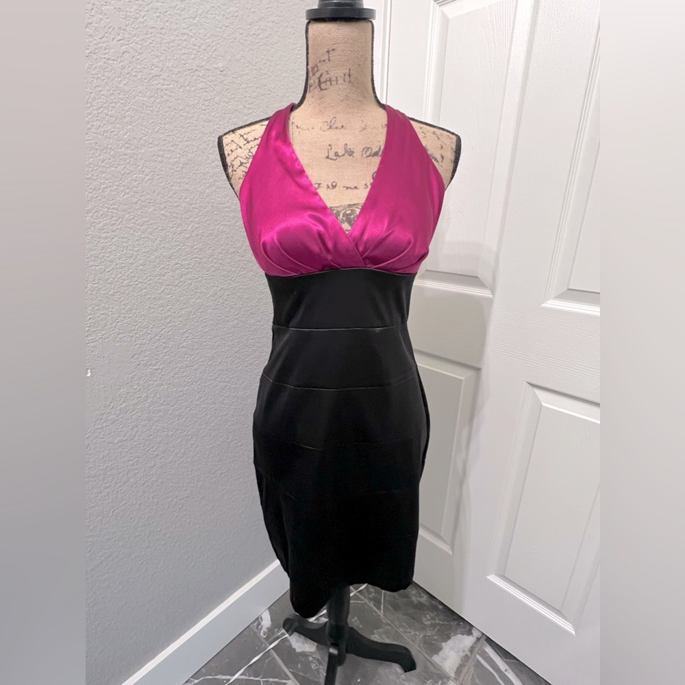 Fredericks of Hollywood Halter Midi Dress with Criss-Cross Straps Two Toned
